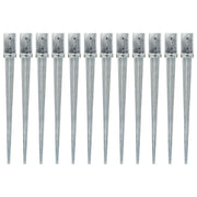 jordpløkker 12 stk. 8 x 8 x 91 cm galvaniseret stål sølvfarvet