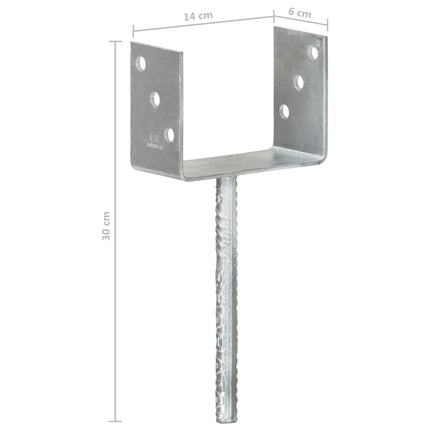 hegnspløkker 6 stk. 14x6x30 cm galvaniseret stål sølvfarvet