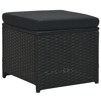 haveloungesæt 6 dele med hynder polyrattan sort
