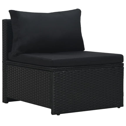 haveloungesæt 6 dele med hynder polyrattan sort