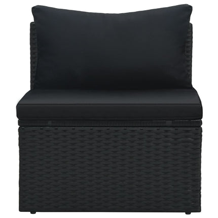 haveloungesæt 6 dele med hynder polyrattan sort