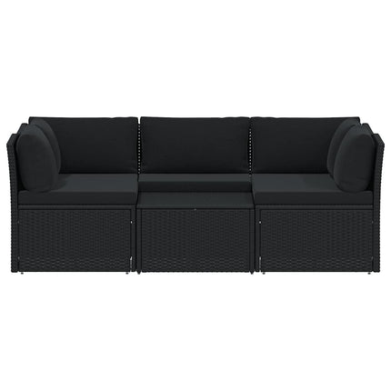 haveloungesæt 4 dele med hynder polyrattan sort