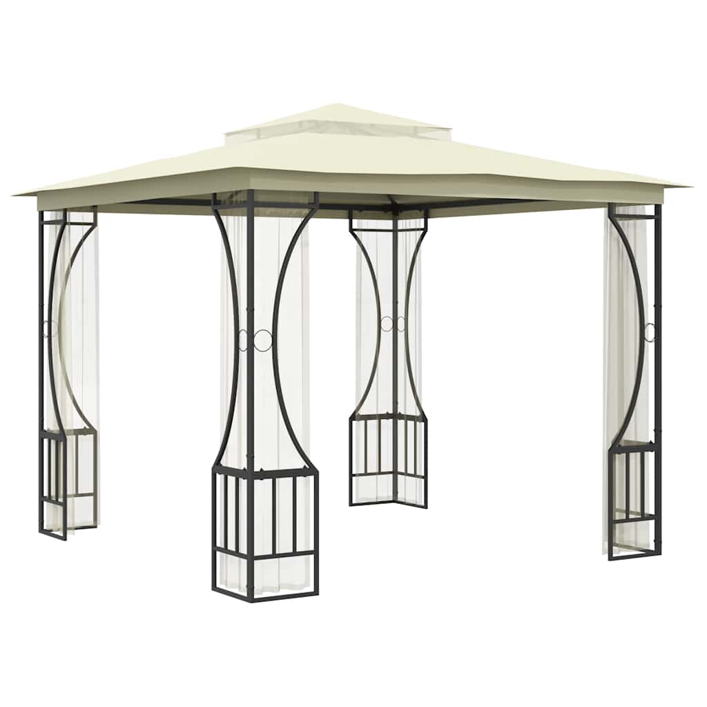 pavillon med net 300x300x265 cm cremefarvet