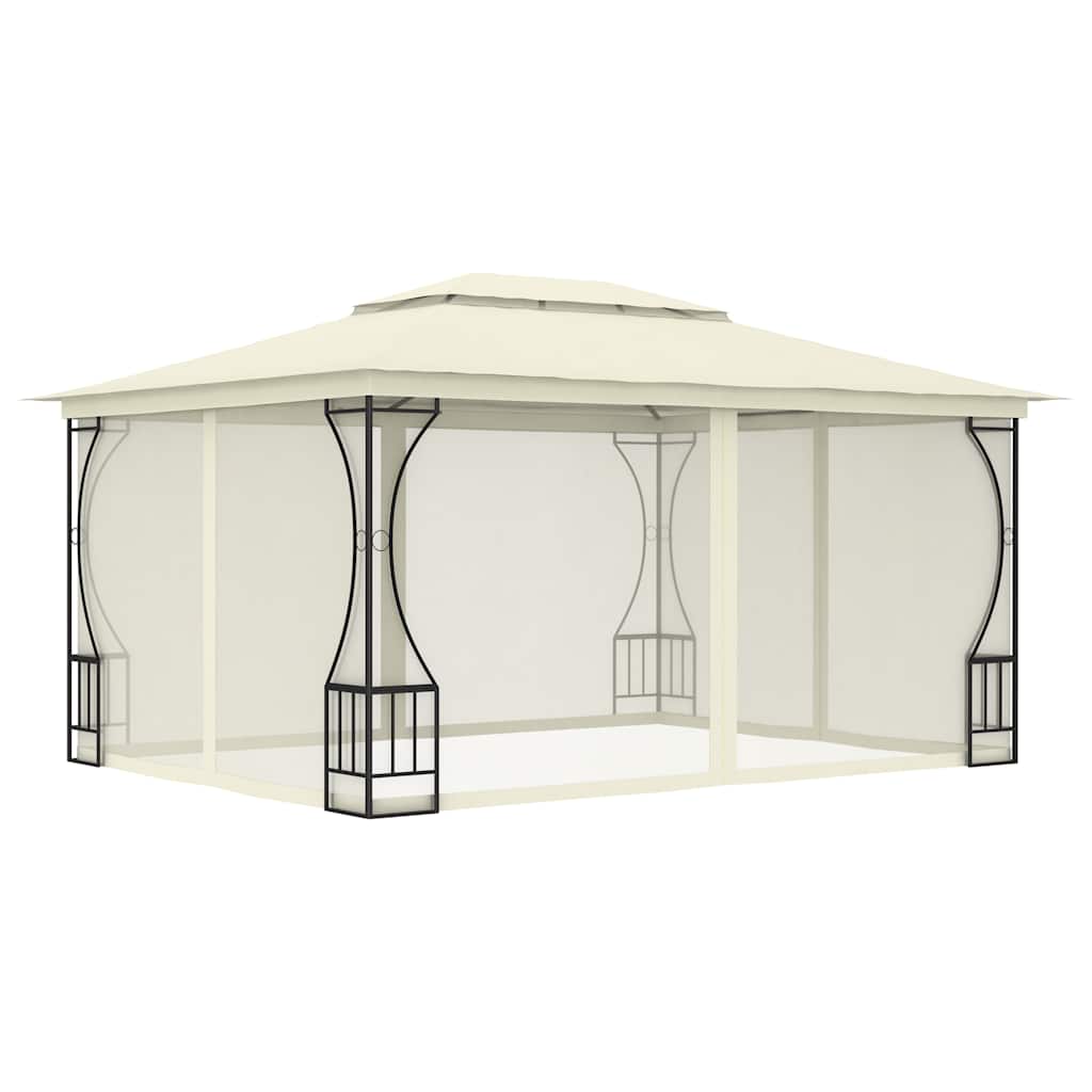 pavillon med net 300x400x265 cm cremefarvet