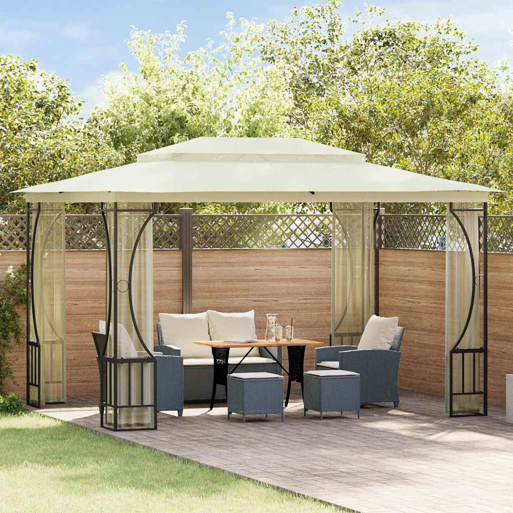 pavillon med net 300x400x265 cm cremefarvet