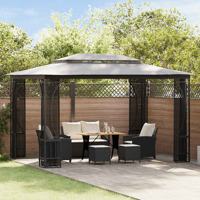 pavillon med net 300x400x265 cm antracitgrå
