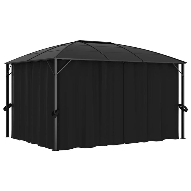 pavillon med gardiner 400x300x265 cm antracitgrå
