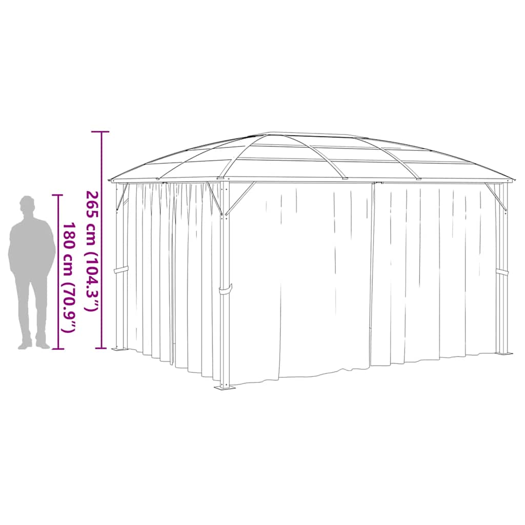 pavillon med gardiner 400x300x265 cm antracitgrå