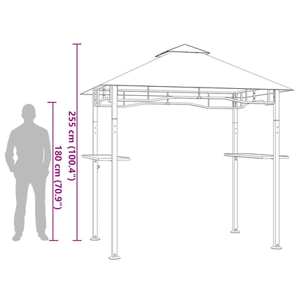 grillpavillon 240x150x255 cm stål antracitgrå