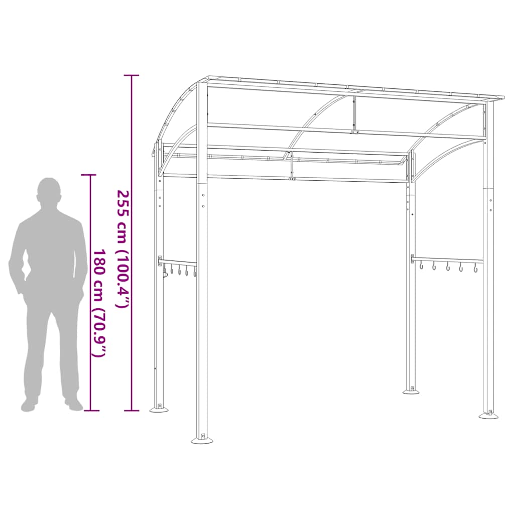 grillpavillon 215x150x220 cm stål antracitgrå