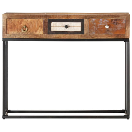 konsolbord 90x30x75 cm massivt genbrugstræ guldfarvet