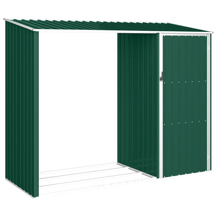brændeskur 245x98x159 cm galvaniseret stål grøn