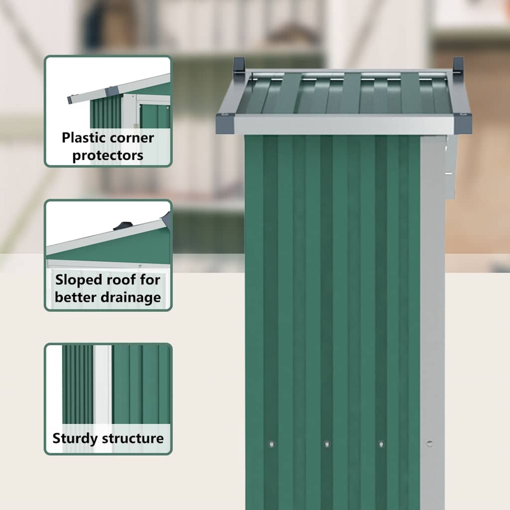 haveskur 116x45x175 cm galvaniseret stål grøn