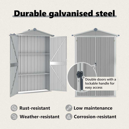 haveskur 116x45x175 cm galvaniseret stål grå