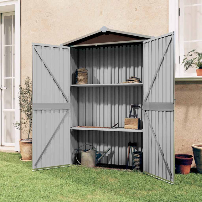 haveskur 116x45x175 cm galvaniseret stål brun