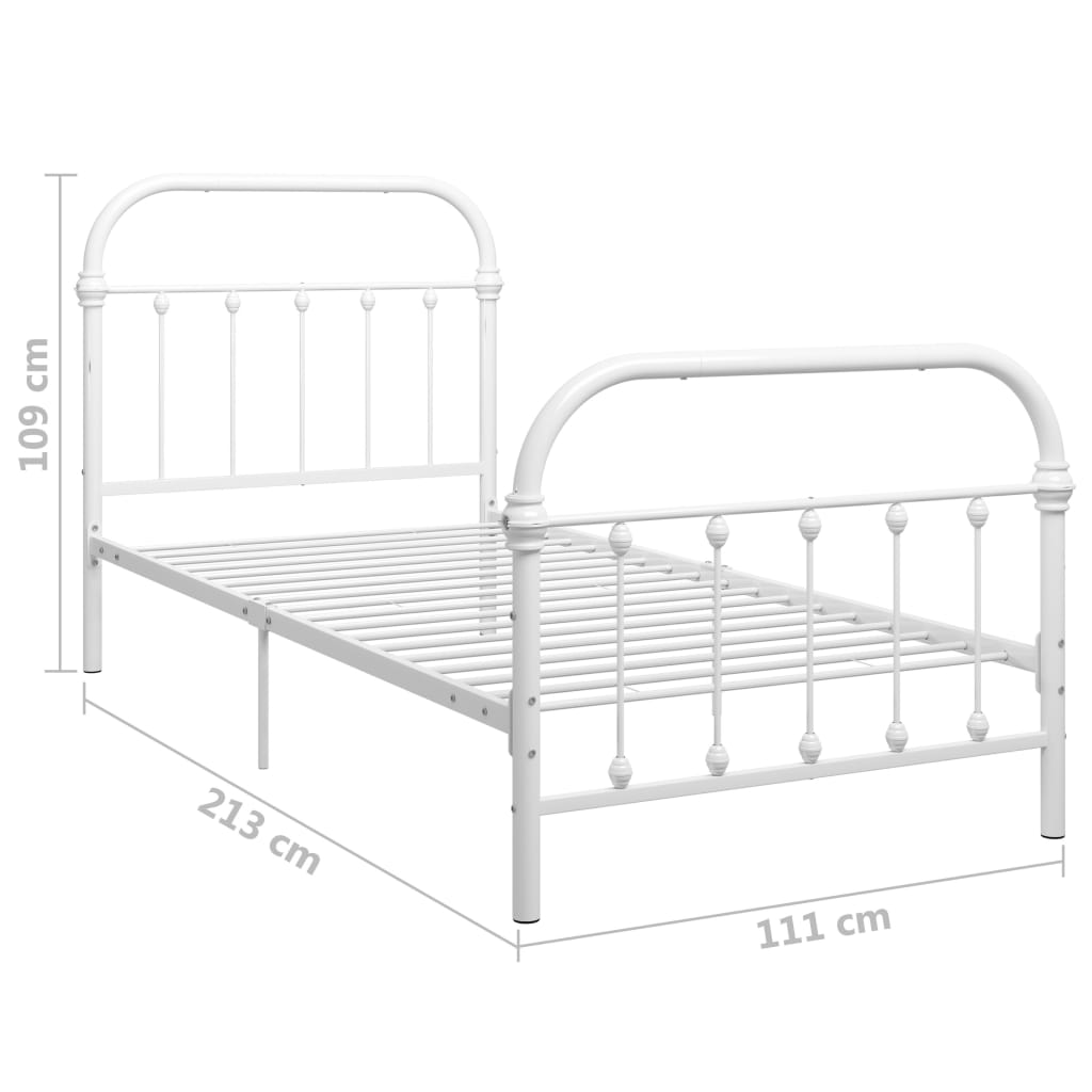 sengestel 100 x 200 cm metal hvid