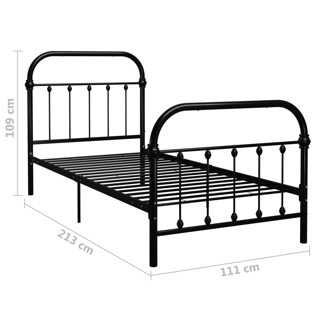 sengestel 100x200 cm metal sort