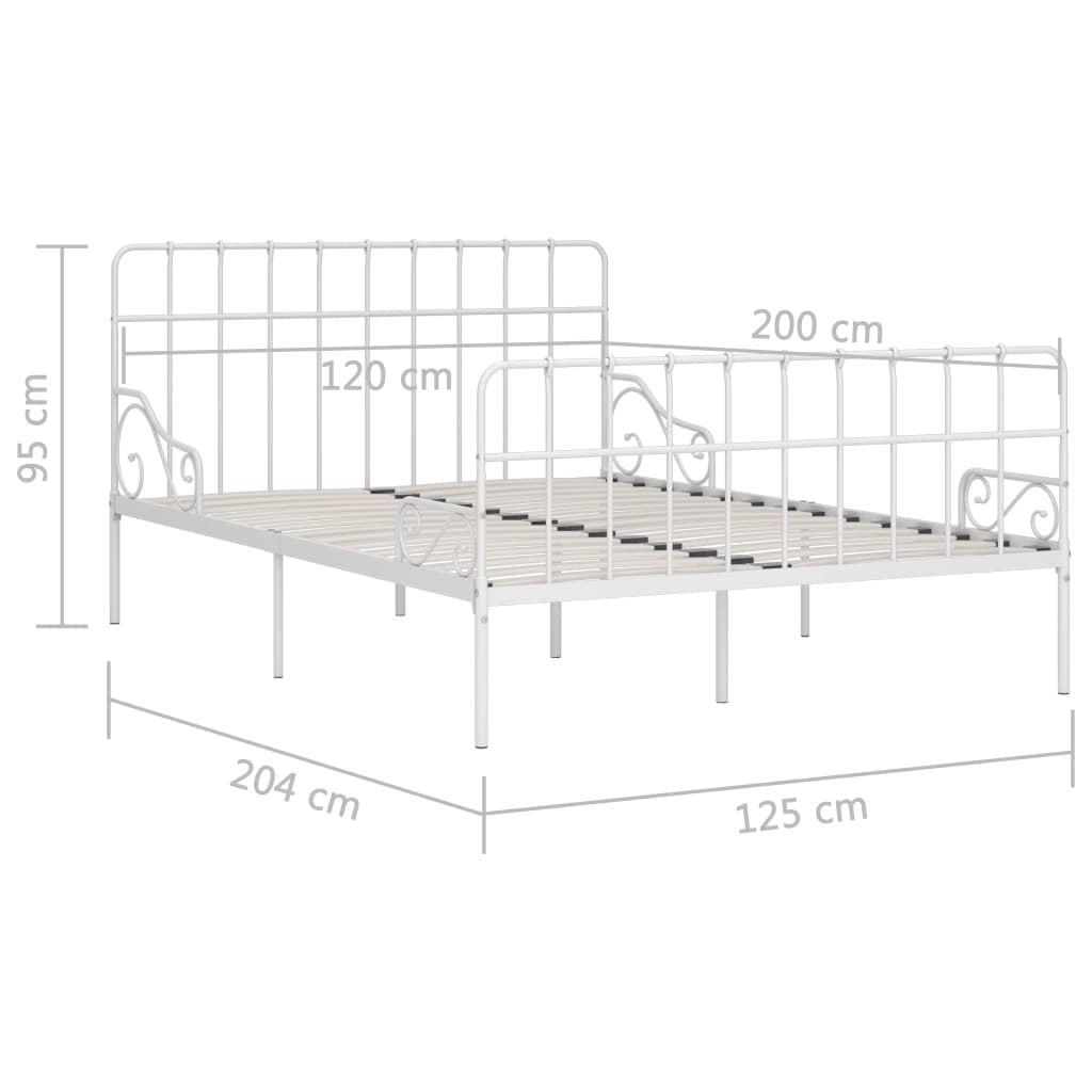 sengestel med lamelbund 120 x 200 cm metal hvid