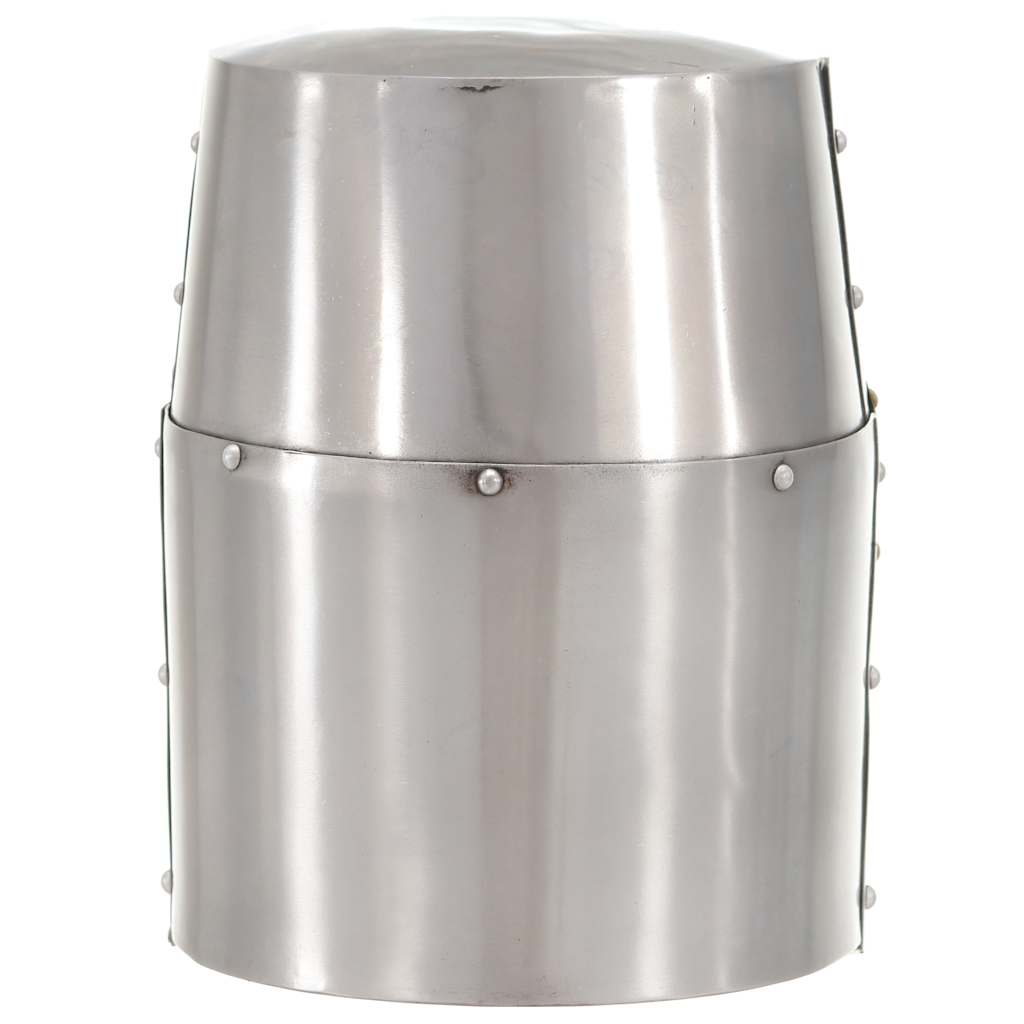 middelalderlig korsridderhjelm til rollespil antik stål sølvfarvet