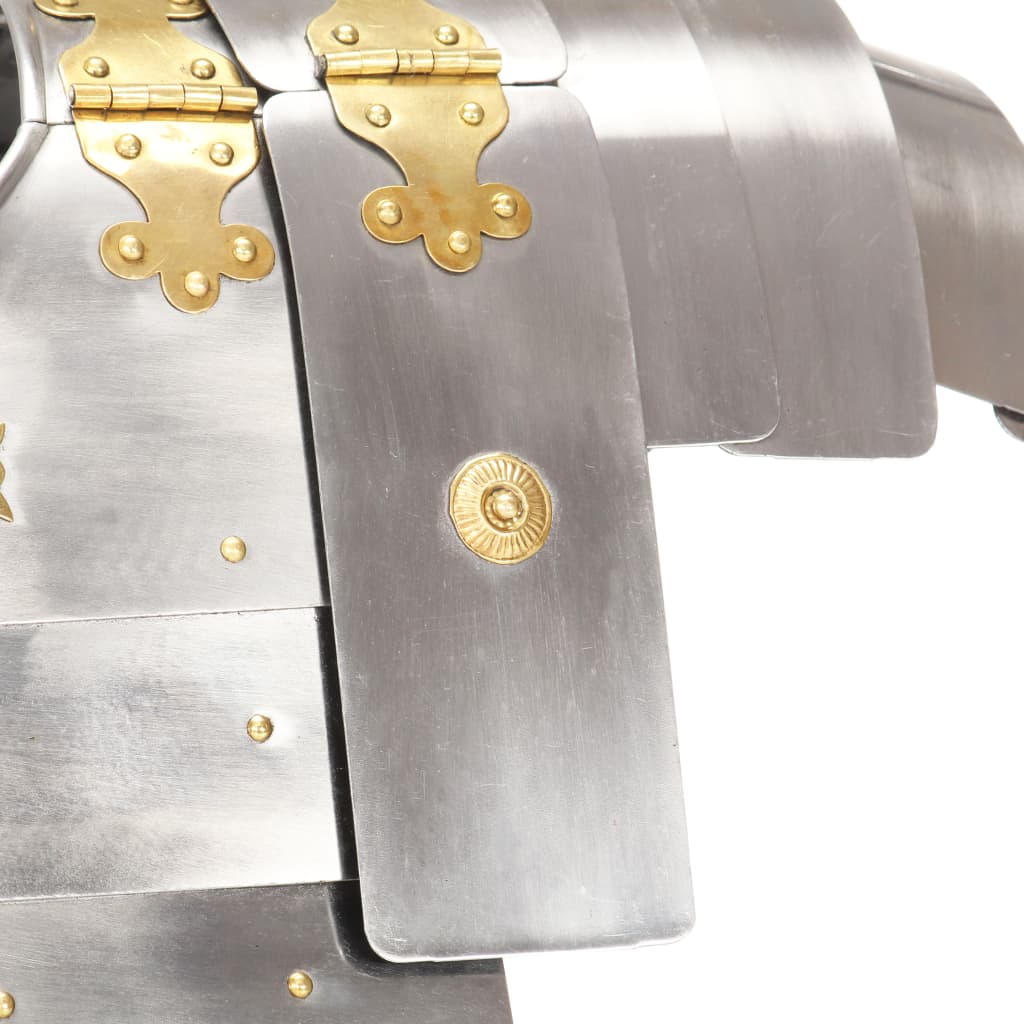 romersk ridderharnisk til rollespil stål sølvfarvet