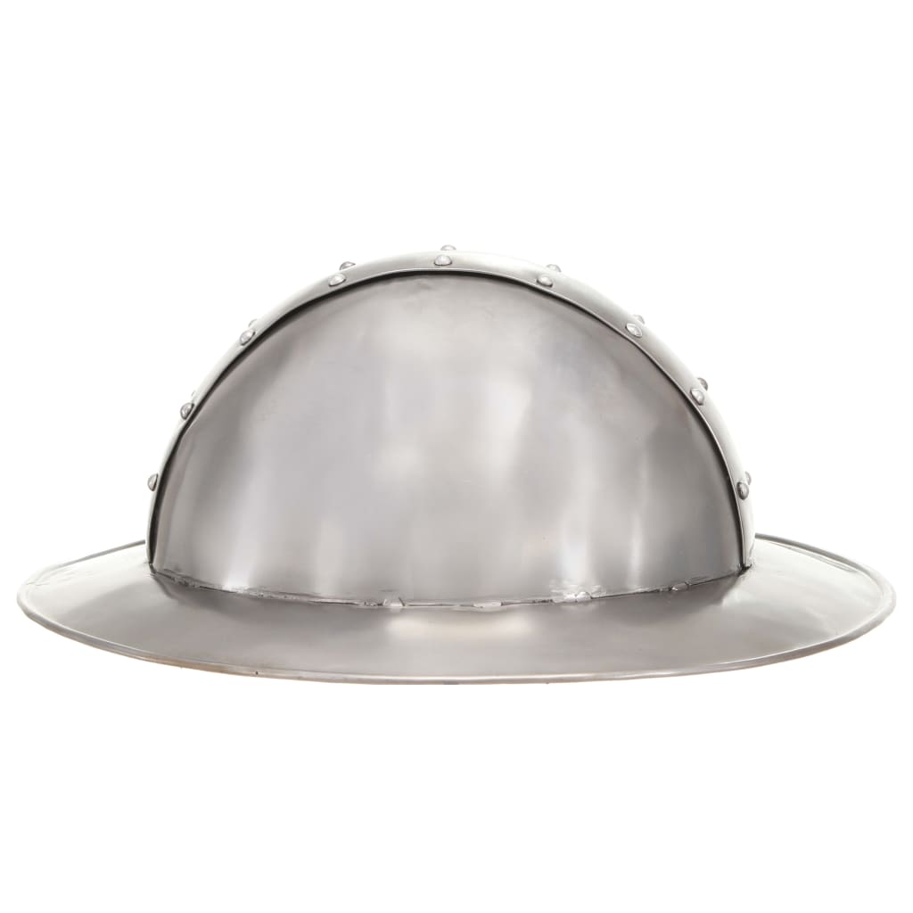 middelalderlig ridderhjelm til rollespil antik stål sølvfarvet