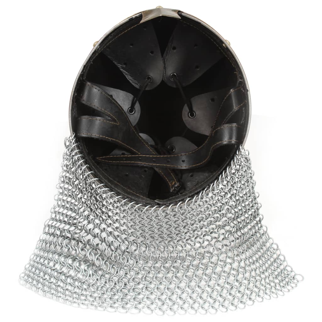 korsridderhjelm til rollespil antik stål sølvfarvet