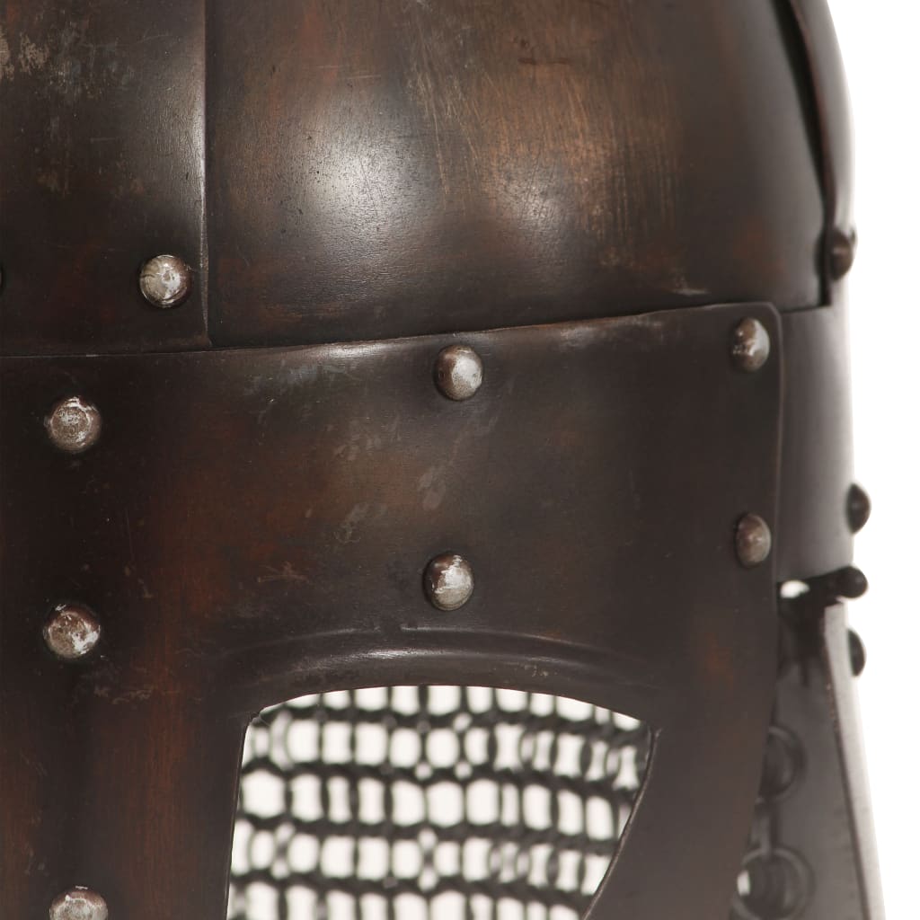 vikingehjelm til rollespil antik stål kobberfarvet