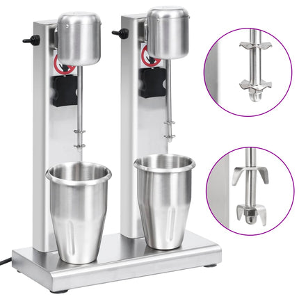 milkshakemaskine med 2 kopper 2 l rustfrit stål
