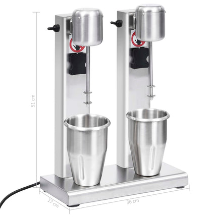 milkshakemaskine med 2 kopper 2 l rustfrit stål