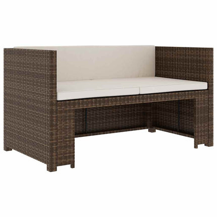 haveloungesæt 5 dele med hynder polyrattan brun