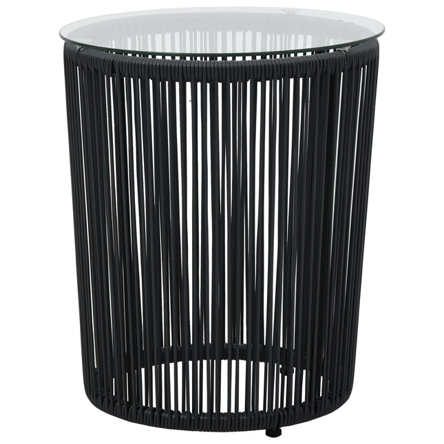 bistrosæt 3 dele med hynder PVC-rattan sort