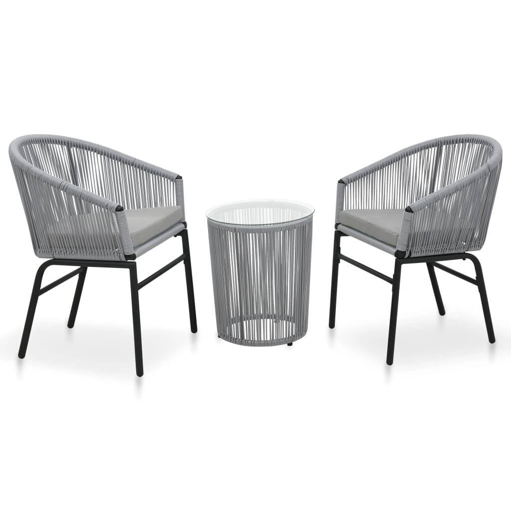 bistrost 3 dele med hynder PVC-rattan gr