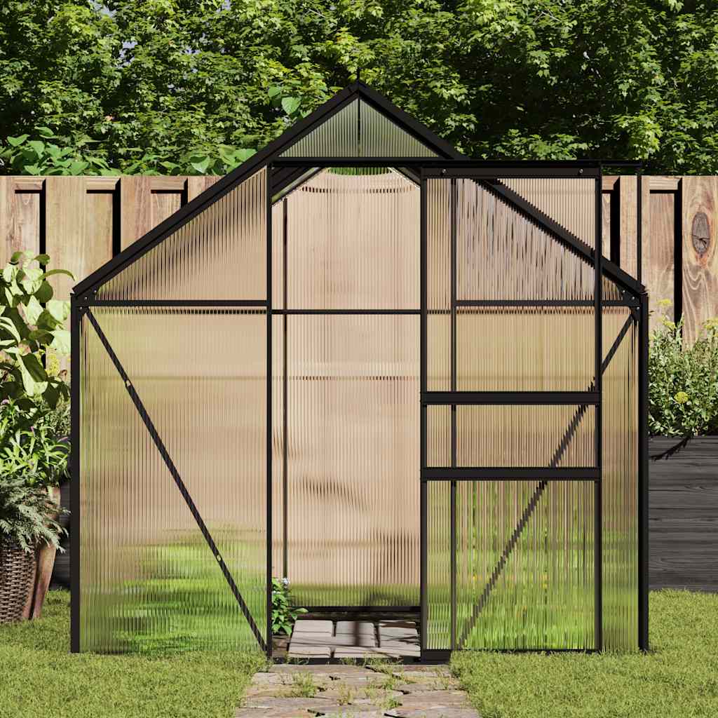 drivhus med fundamentramme 3,3 m² aluminium antracitgrå billede