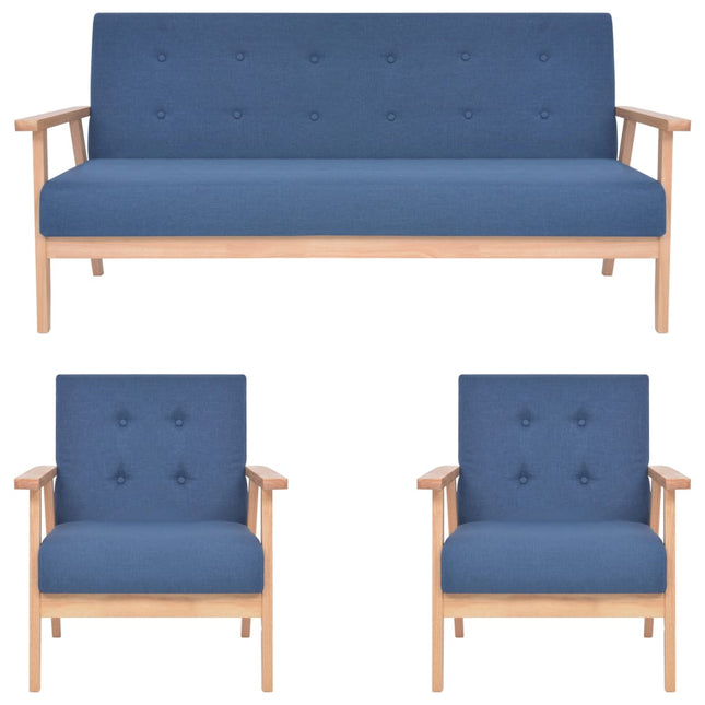 sofasæt i 3 dele stof blå