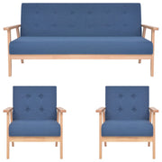 sofasæt i 3 dele stof blå