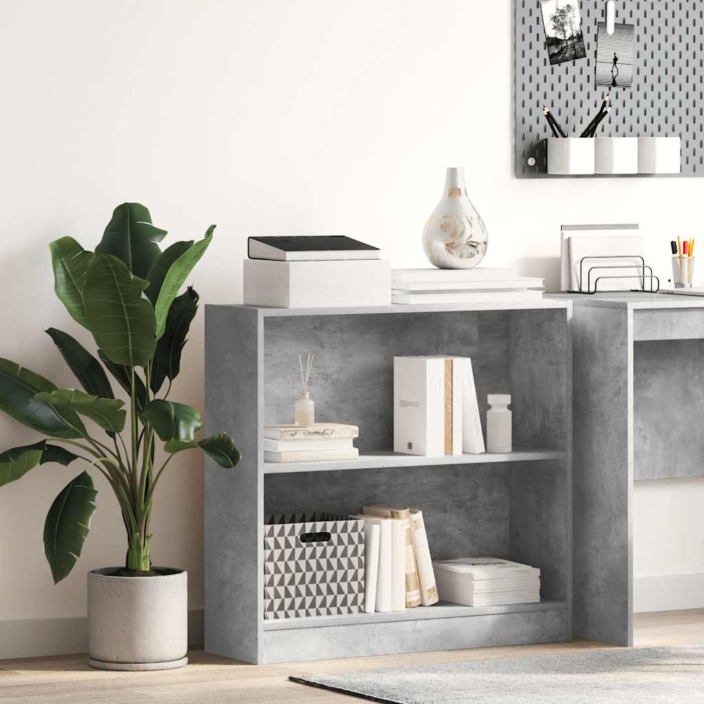 Bogreol 80 × 24 × 75 cm - konstrueret træ, betongrå
