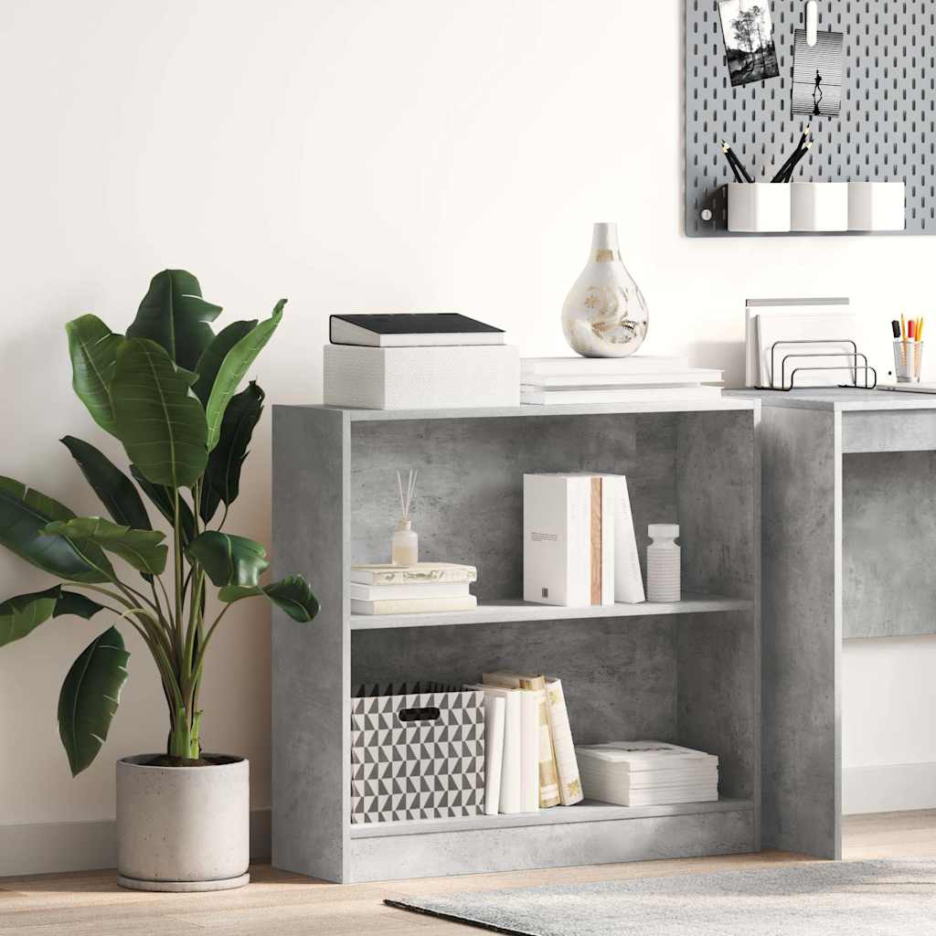 Bogreol 60X24X Konstrueret Træ Hvid Betongrå - 80 cm / 75 cm