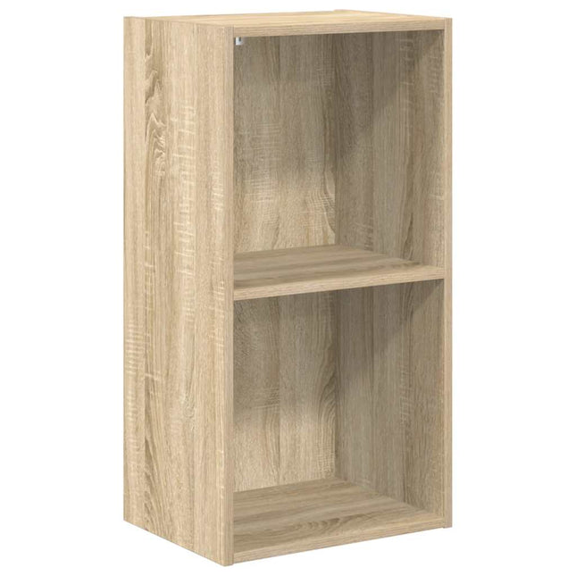 bogreol med 2 hylder 40x30x76,5 cm konstrueret træ sonoma-eg