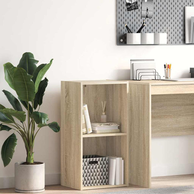 bogreol med 2 hylder 40x30x76,5 cm konstrueret træ sonoma-eg