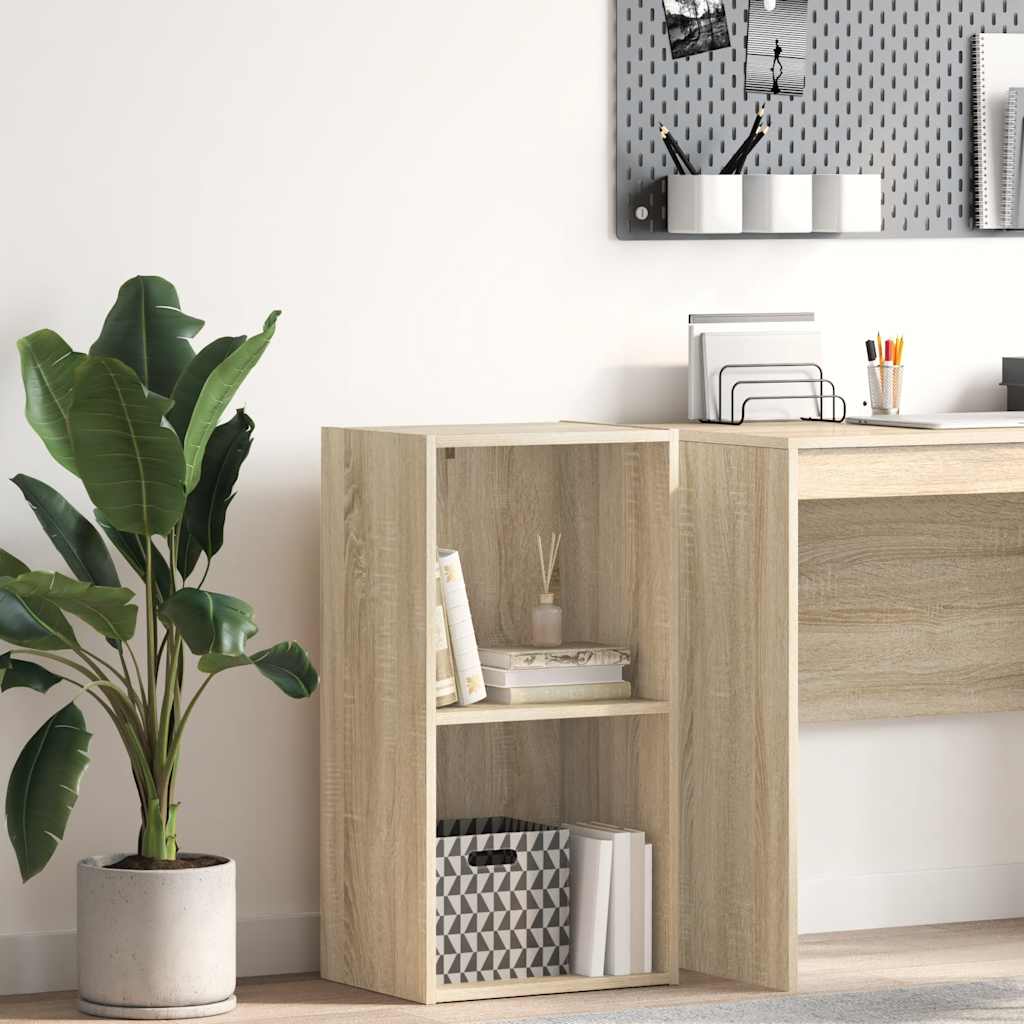 bogreol med 2 hylder 40x30x76,5 cm konstrueret træ sonoma-eg billede