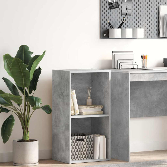 bogreol med 2 hylder 40x30x76,5 cm konstrueret træ betongrå