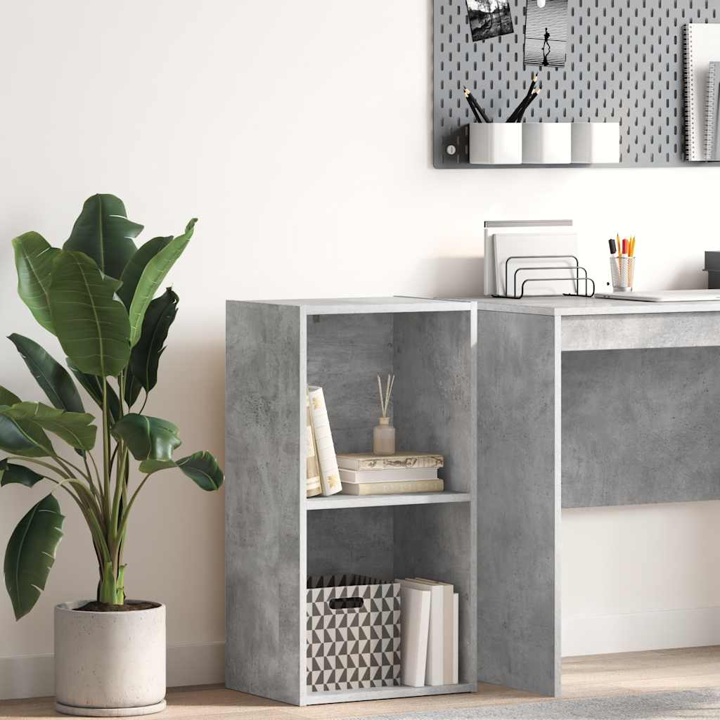 bogreol med 2 hylder 40x30x76,5 cm konstrueret træ betongrå billede