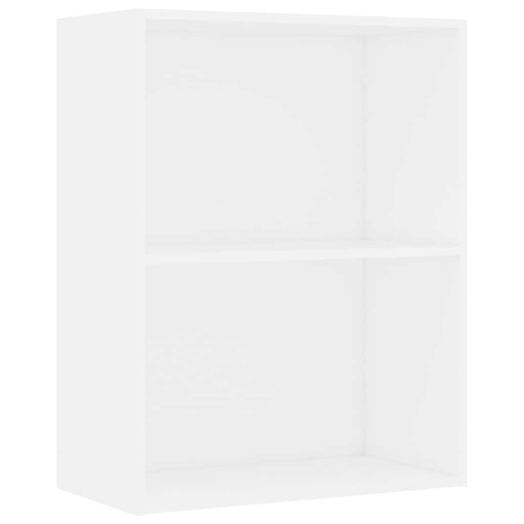 bogreol med 2 hylder 60x30x76,5 cm konstrueret træ hvid billede