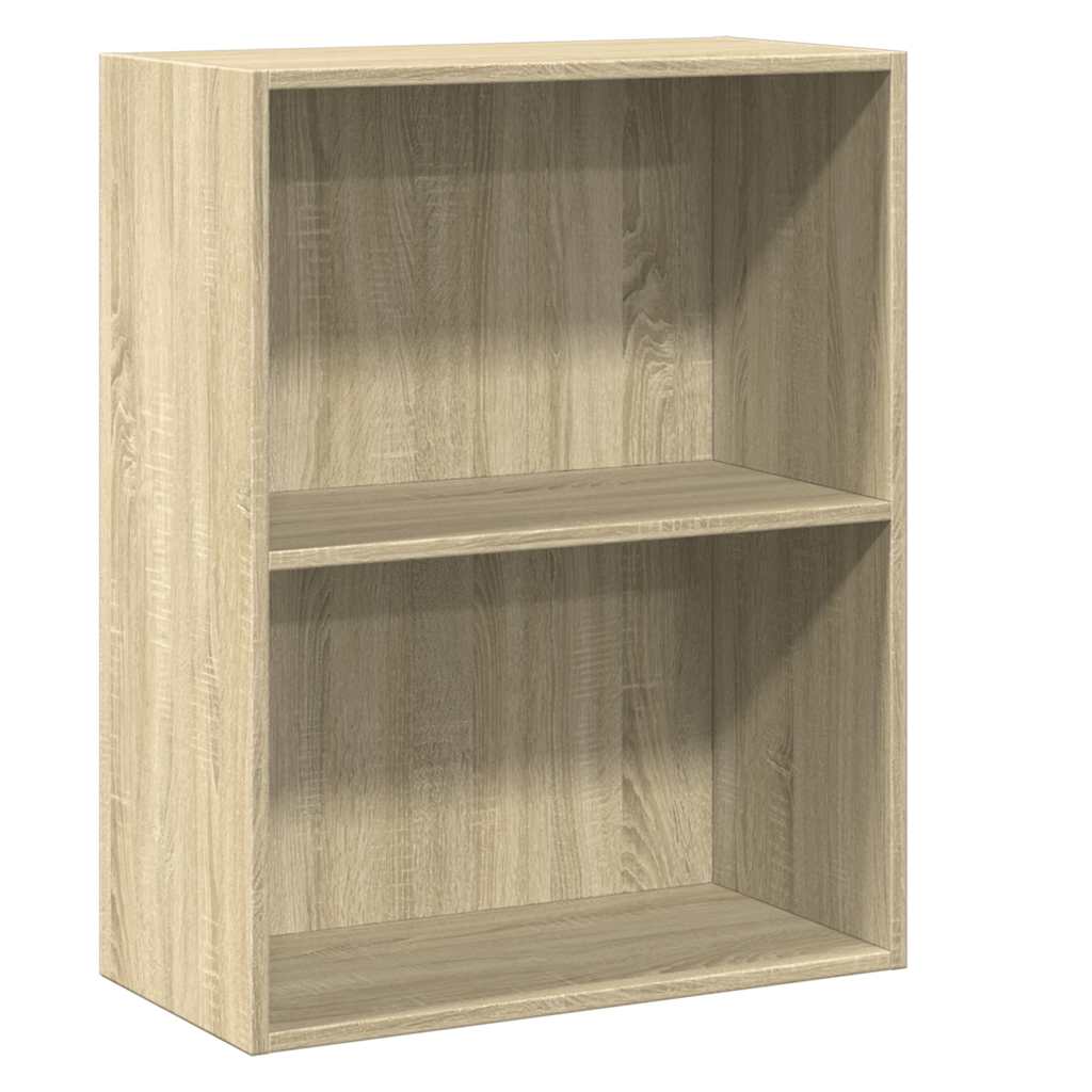 bogreol med 2 hylder 60x30x76,5 cm konstrueret træ sonoma-eg billede