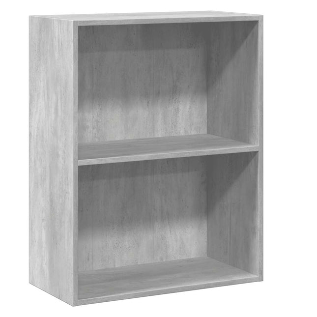 bogreol med 2 hylder 60x30x76,5 cm konstrueret træ betongrå