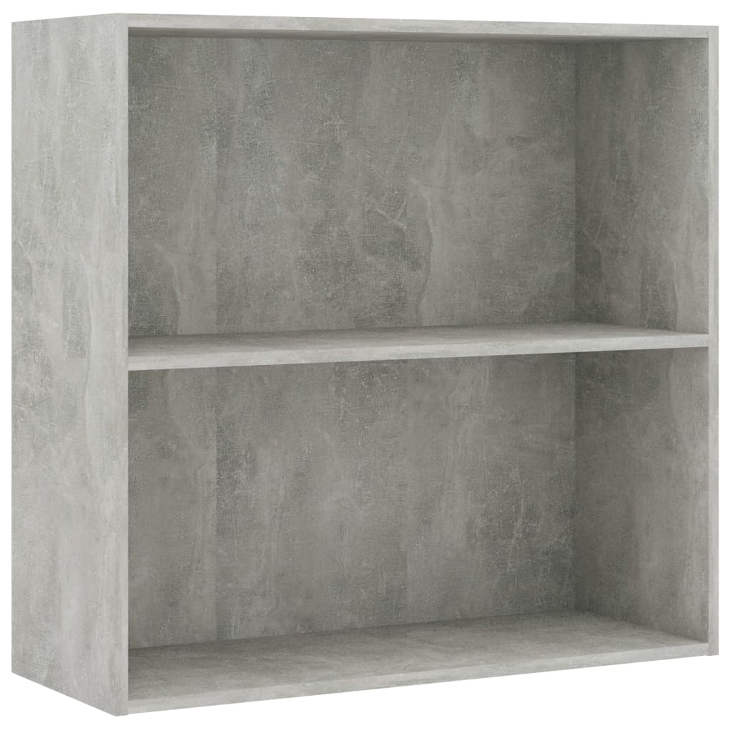 bogreol med 2 hylder 80x30x76,5 cm konstrueret træ betongrå billede