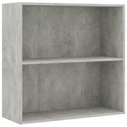 bogreol med 2 hylder 80x30x76,5 cm konstrueret træ betongrå