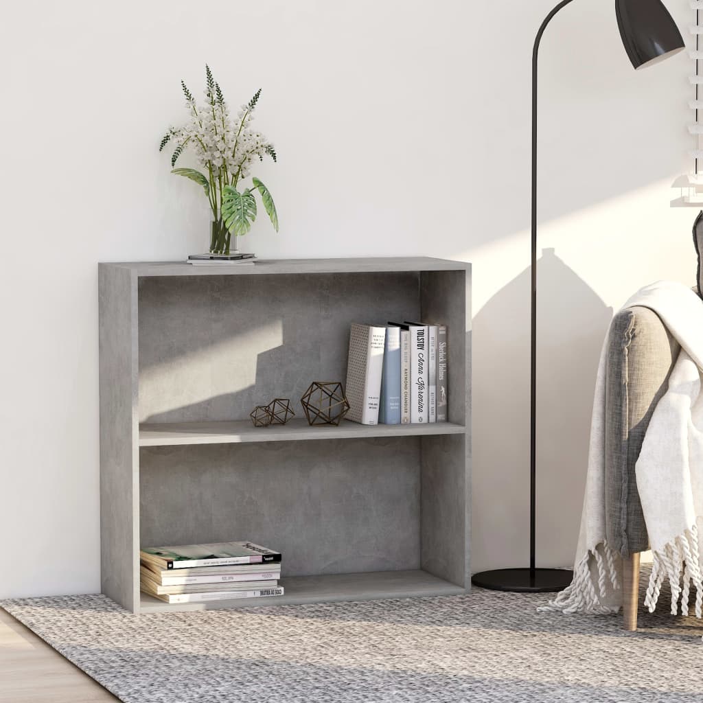 Bogreol Med 2 Hylder 40X30X76,5 Cm Konstrueret Træ Betongrå - 80 cm / 76.5 cm