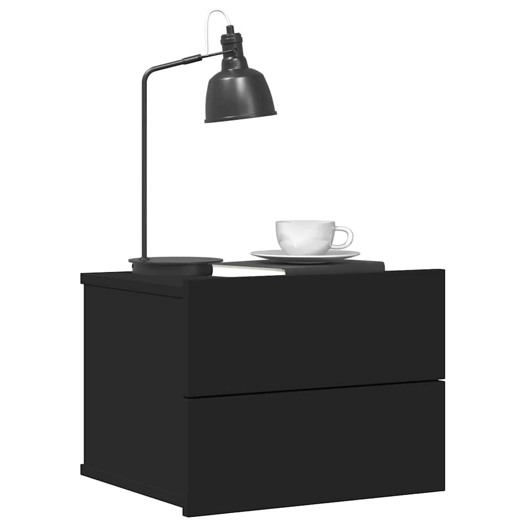 sengeborde 2 stk. 40x30x30 cm konstrueret træ Sort