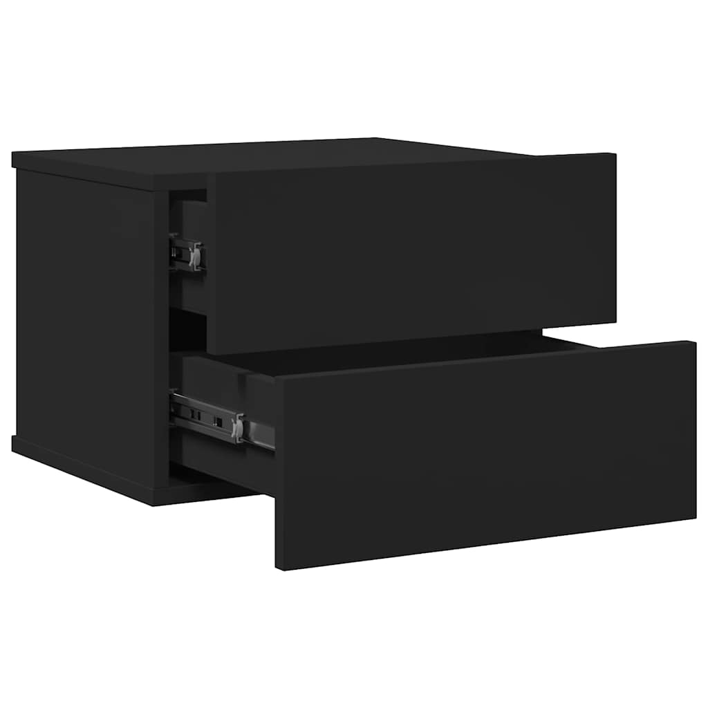 sengeborde 2 stk. 40x30x30 cm konstrueret træ Sort